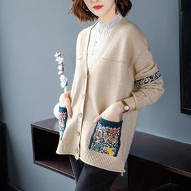 MQ-1733-D04 春秋装新款针织开衫女士加肥加大码外搭披肩秋冬毛衣外套宽松