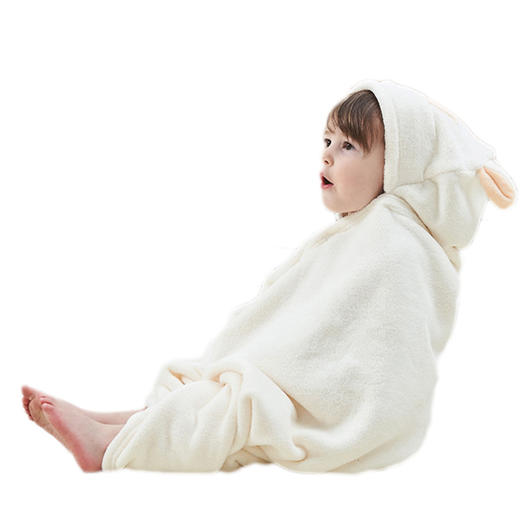 【宝宝珊瑚绒加厚浴巾】带帽斗篷柔软吸水速干巾 加大婴儿卡通浴袍浴巾 商品图4