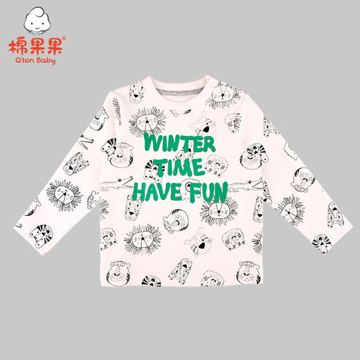 棉果果冬季男童上衣氨棉棉毛满印T恤M412140220641 商品图1