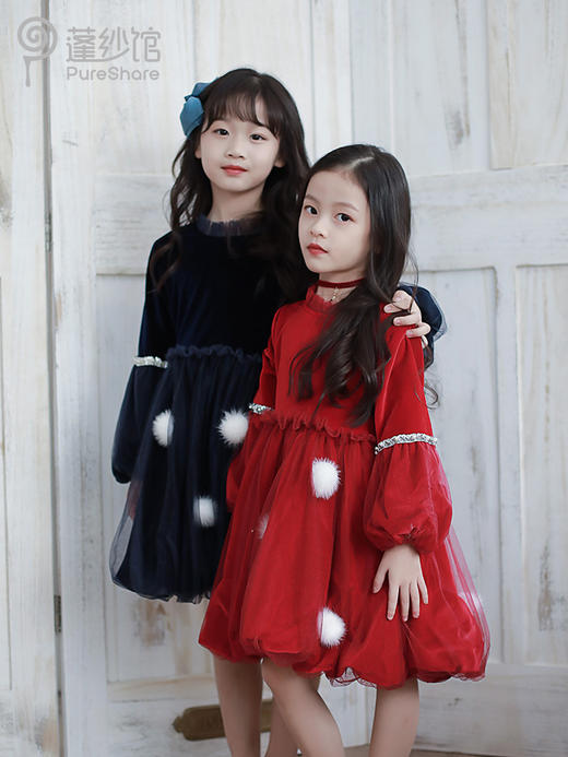 pureshare蓬纱馆 儿童公主裙女童长袖连衣裙冬装洋气宝宝礼服裙-宝石兔兔裙 商品图4