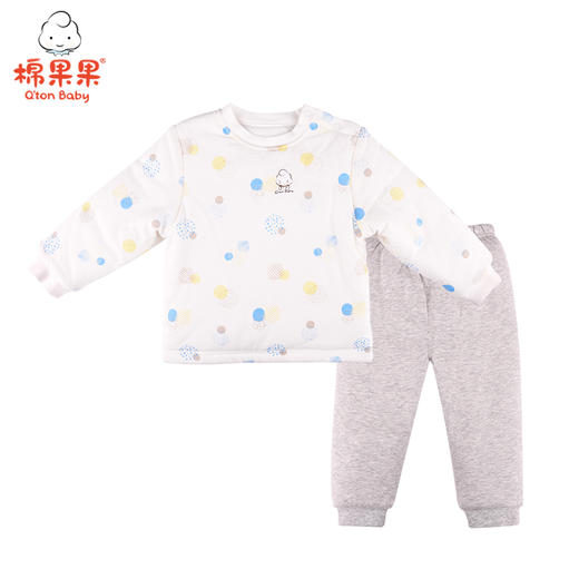 棉果果冬季内衣男童女童铺棉套头上衣裤子套装M401302820614 商品图2