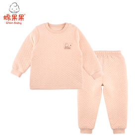 棉果果冬季新疆彩棉男童女童提花空气层上衣裤子套头套装M401302620633