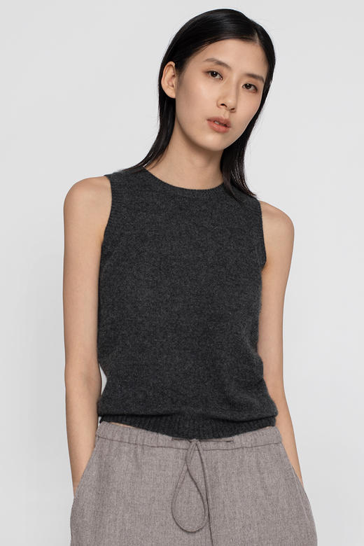 2020设计款女士纯山羊绒稀针背心 商品图2