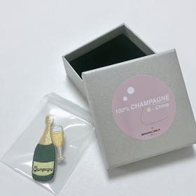 【槟客独家】100% CHAMPAGNE 刺绣香槟瓶胸针