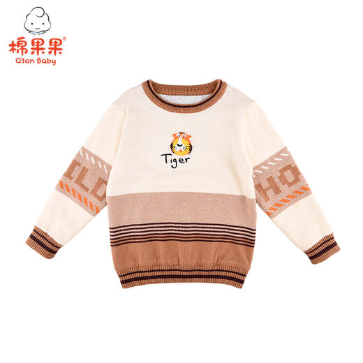 棉果果冬季男童挂里提花套头毛衣M412160520649 商品图1