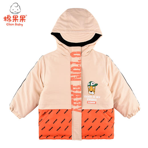 棉果果冬季男童拼接印花中长款棉服M412101820651 商品图1
