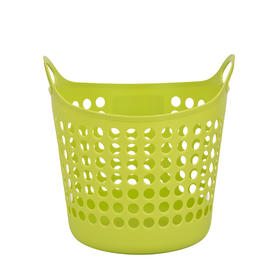 Inomata日本进口脏衣篮 浴室洗衣篮脏衣篓 衣服玩具镂空收纳筐（绿色）