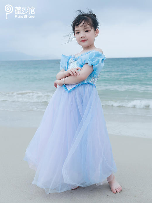 非质量问题不退换哦~pureshare美人鱼2公主裙女童连衣裙夏艾莎蓬纱洋气礼服生日--美人鱼2公主裙 商品图1