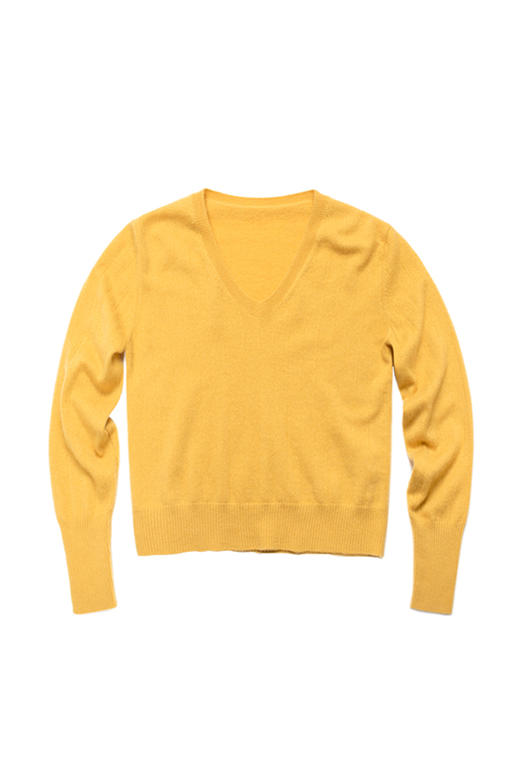 2020经典款女士纯山羊绒间条圆角V领套头衫 商品图4