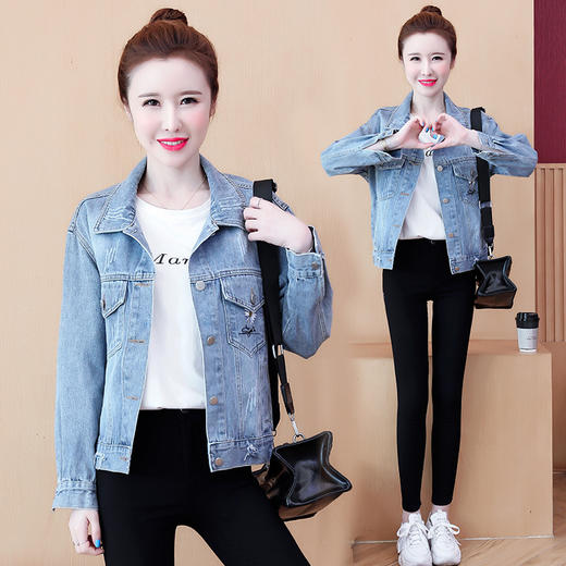 FDLS-303宽松刺绣邹菊原宿风学生百搭牛仔外套 商品图3