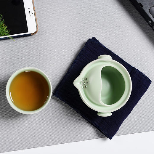 【汝窑快客杯一壶一杯便携茶具】陶瓷布包茶礼居家日用旅行套装 商品图1