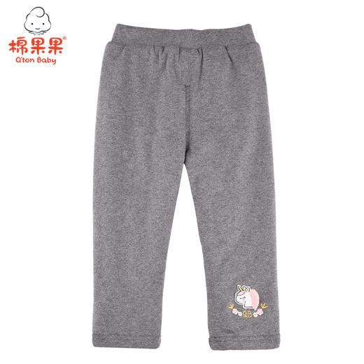 棉果果冬季女童路路加氨纶螺纹夹棉银狐绒里打底长裤裤子M422206820744 商品图1