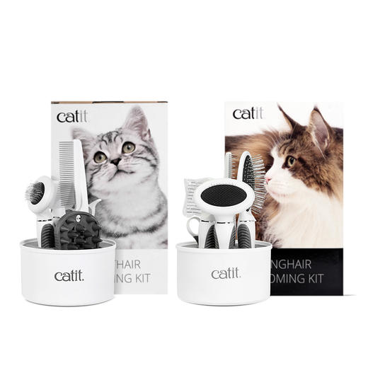 加拿大 Catit 喵哆啦 猫用美容护理套装中长毛短毛梳子梳理毛发 商品图4