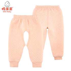 棉果果冬季新疆彩棉男童女童提花空气层长裤裤子M401200620636