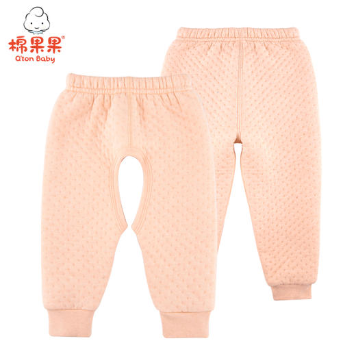 棉果果冬季新疆彩棉男童女童提花空气层长裤裤子M401200620636 商品图0