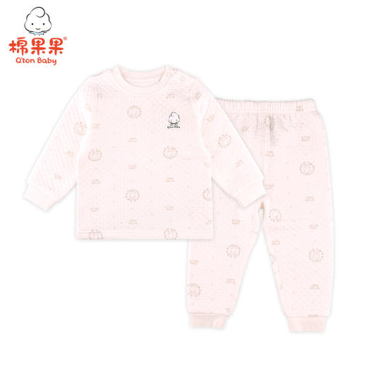 棉果果冬季内衣男童女童提花空气层上衣裤子套头套装M401302620606 商品图2