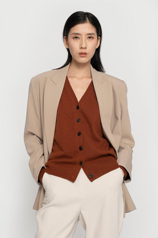 2020经典款女士纯山羊绒V领开衫 商品图0