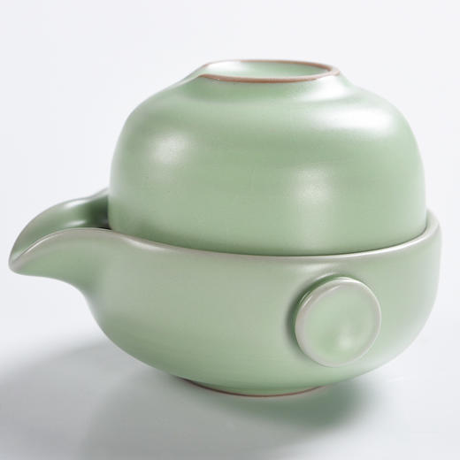 【汝窑快客杯一壶一杯便携茶具】陶瓷布包茶礼居家日用旅行套装 商品图5