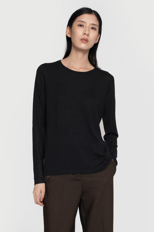 女士2020丝羊绒圆领套头衫 商品图0