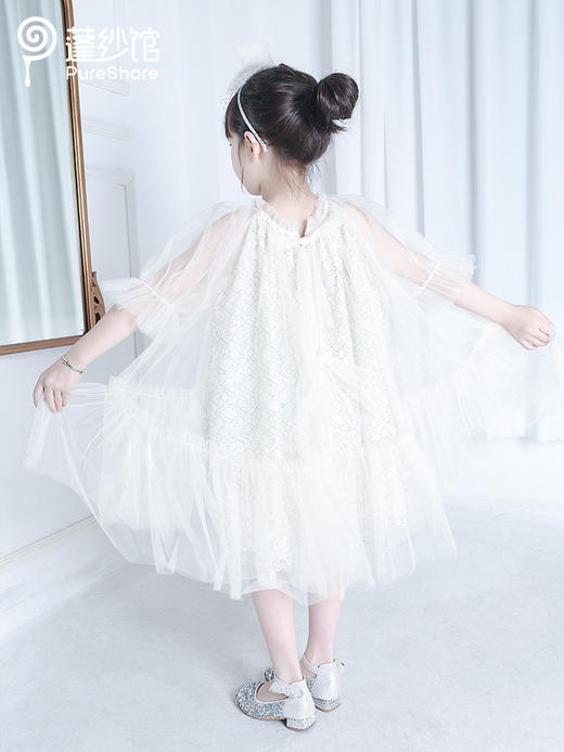 pureshare 女童连衣裙夏款大童蕾丝裙子蓬蓬纱公主裙-杏色蕾丝娃娃裙 商品图2