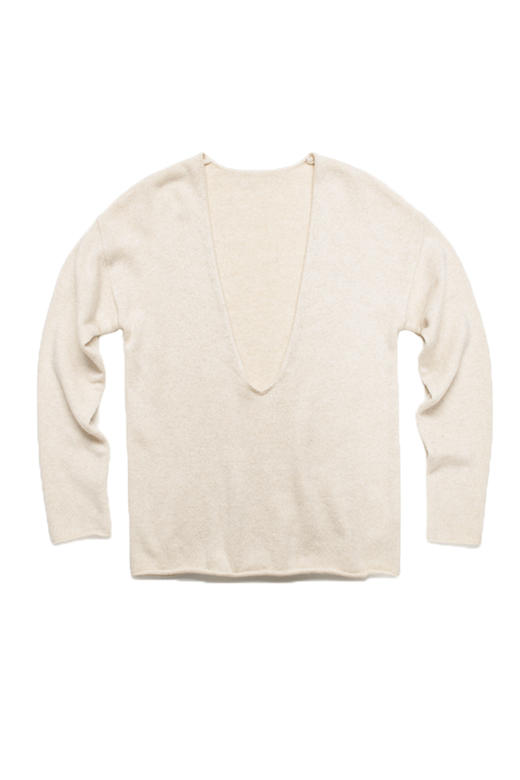 2020设计款女士无染色羊绒大U领套头衫 商品图4