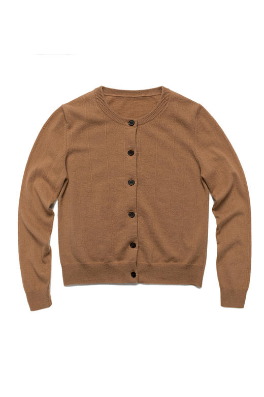 2020经典款女士纯山羊绒间条圆领开衫 商品图4