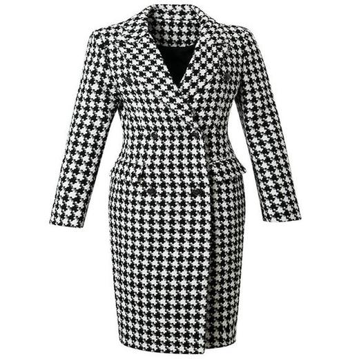 FMY26062新款千鸟格双排扣大衣英伦风外套 商品图3