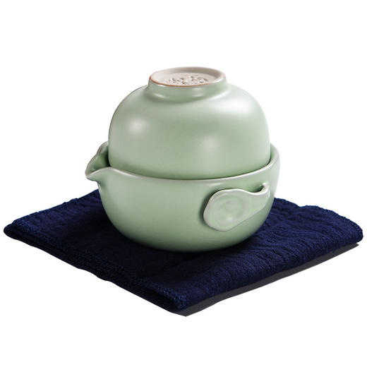 【汝窑快客杯一壶一杯便携茶具】陶瓷布包茶礼居家日用旅行套装 商品图4