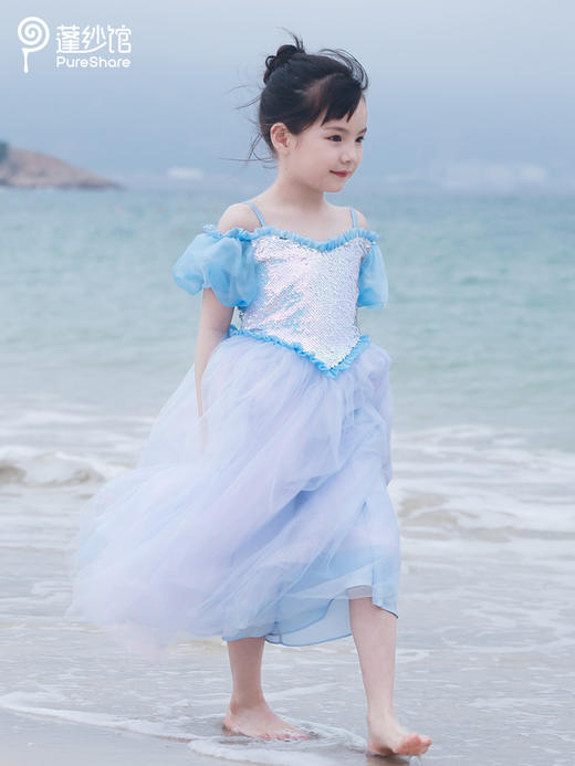 非质量问题不退换哦~pureshare美人鱼2公主裙女童连衣裙夏艾莎蓬纱洋气礼服生日--美人鱼2公主裙 商品图0