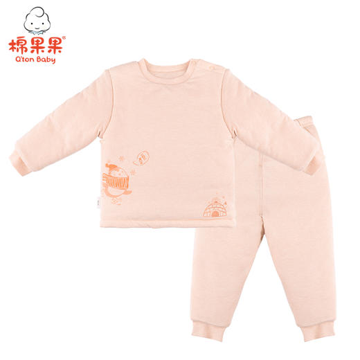棉果果冬季新疆彩棉男童女童铺棉上衣裤子套头套装M401302820624 商品图0