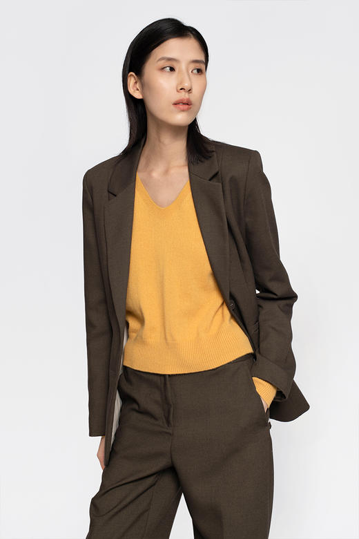 2020经典款女士纯山羊绒间条圆角V领套头衫 商品图3