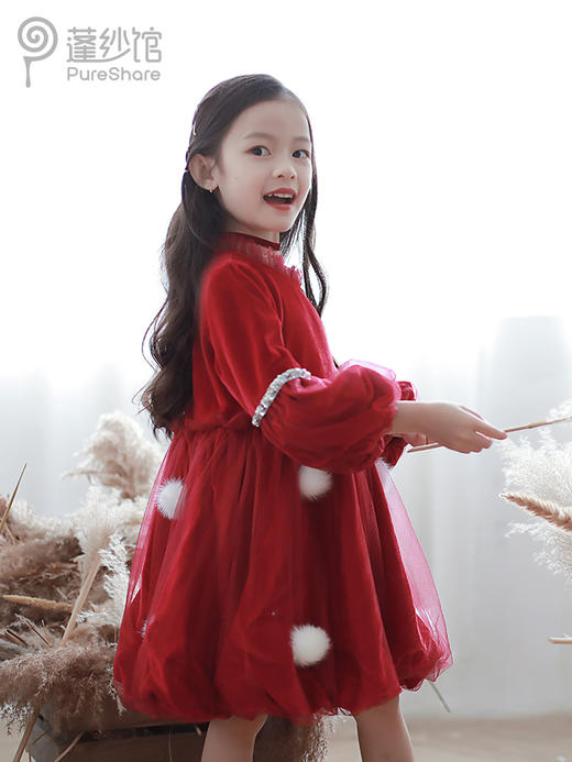 pureshare蓬纱馆 儿童公主裙女童长袖连衣裙冬装洋气宝宝礼服裙-宝石兔兔裙 商品图3
