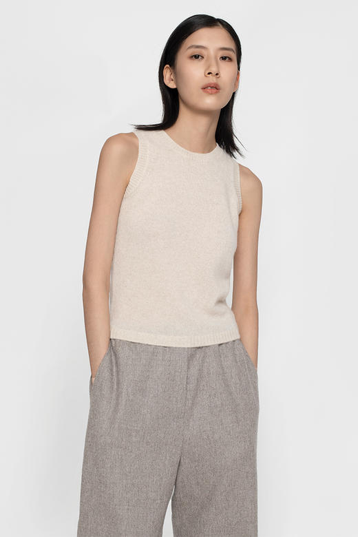 2020设计款女士纯山羊绒稀针背心 商品图1