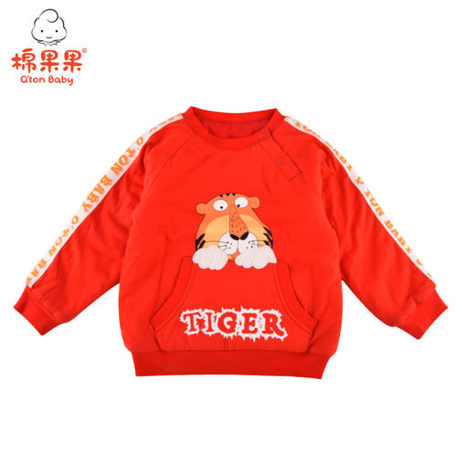 新年款棉果果秋冬季男童上衣加棉新年款喜庆大红色卫衣M412180820645 商品图2