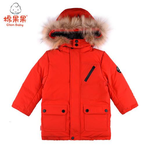 新年款棉果果冬季男童中长款新年款喜庆大红色羽绒服M412102920716 商品图1