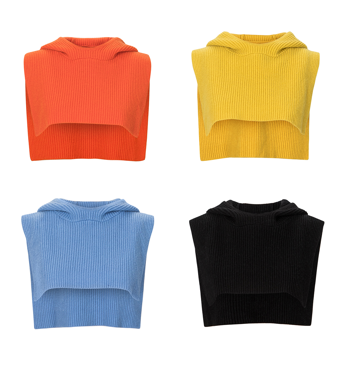 HIDEMI 美利奴羊毛趣味设计感连帽式围巾