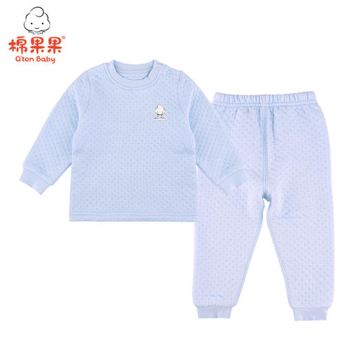 棉果果冬季内衣男童女童提花空气层上衣裤子套头套装M401302620606 商品图3