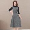 YWE-20ZAE839时尚加厚气质减龄长袖连衣裙女中长款过膝A字裙 商品缩略图0