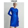 VIMAGE纬漫纪秋季新款高级纯色百搭显瘦气质收腰连衣裙女裙V1407014D 商品缩略图3