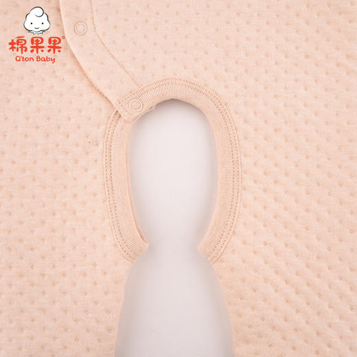 棉果果冬季新疆彩棉男童女童提花空气层偏襟开裆连体衣连身衣哈衣M401721620630 商品图2