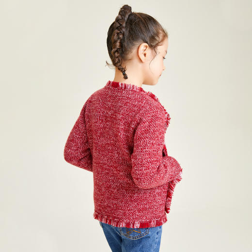 METTE羊绒世家童装100%山羊绒衫时尚小香风单排扣针织开衫小外套 商品图3