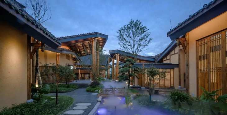 【都江堰-乡上品·陌见山】万亩田园花海深处,一座16间房的川西合院