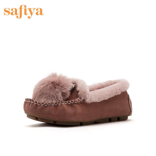 Sfiya/索菲娅 秋冬平底绒里豆豆鞋毛边单鞋女SF94111065 商品图2