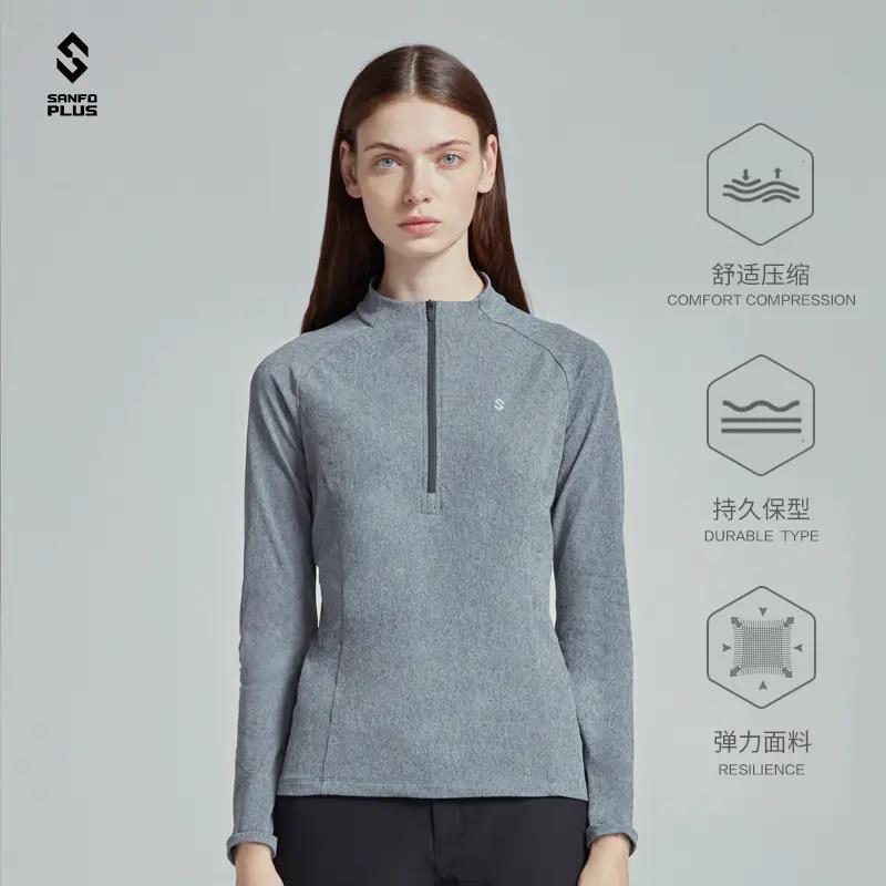 SANFO PLUS SUW-19099 女款五十度灰长袖拉链套头衫