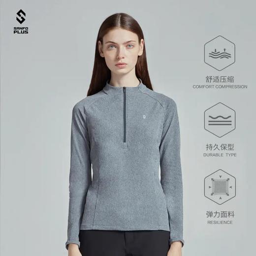 SANFO PLUS SUW-19099 女款五十度灰长袖拉链套头衫 商品图0