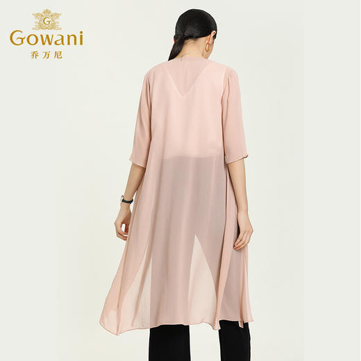 乔万尼设计感长开衫休闲舒适中袖外披气质优雅中长款开衫EB2C930 商品图4