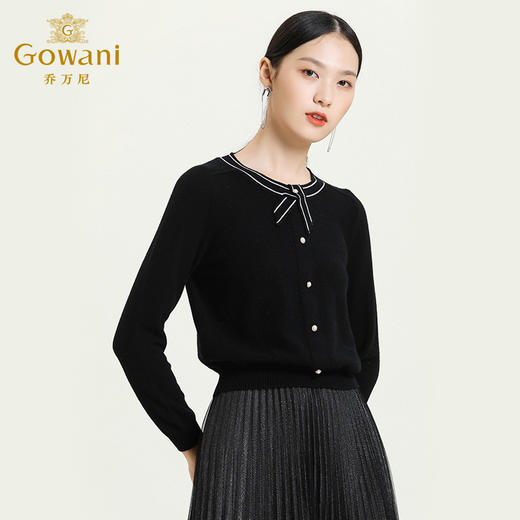 乔万尼新款100绵羊毛针织套头假门襟设计师款百搭上衣ES3M599 商品图1