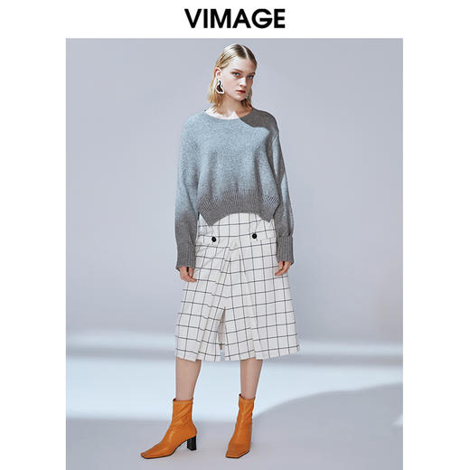 VIMAGE纬漫纪秋季新款时尚舒适慵懒温柔宽松毛衣套头女上衣V1401012 商品图1