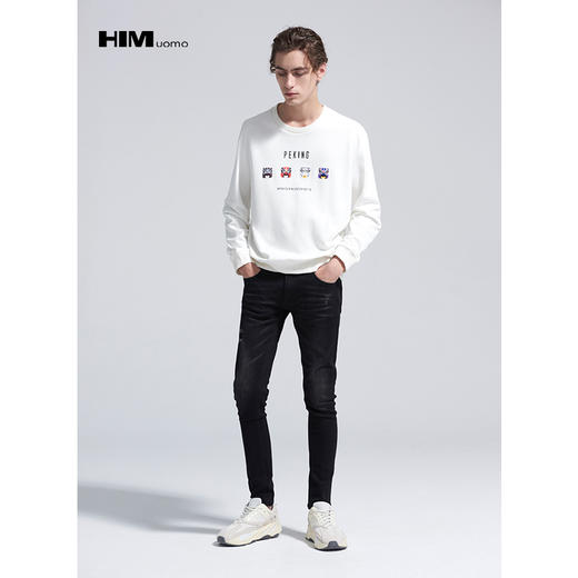 HIM漢崇 长袖卫衣男2021秋冬京剧脸谱印花休闲青年潮流套头打底衫 商品图1