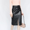丁摩 高腰系带绵羊皮真皮开叉包臀皮裙中长款半身裙9325-WX185 商品缩略图3